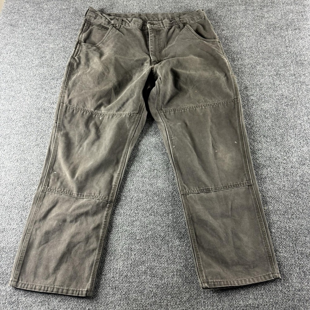 KEY Pants Mens 38x29 Brown Canvas Carpenter Workwear Utility Double Knee